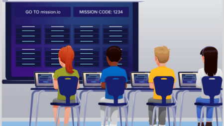 Students lined up connecting to the lobby of a Mission using a simple four digit code while they sit patiently in their teams.