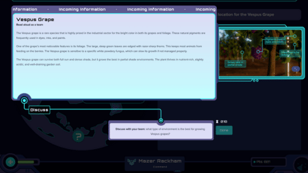 Incoming data received by students during a mission providing critical information for solving the problem.