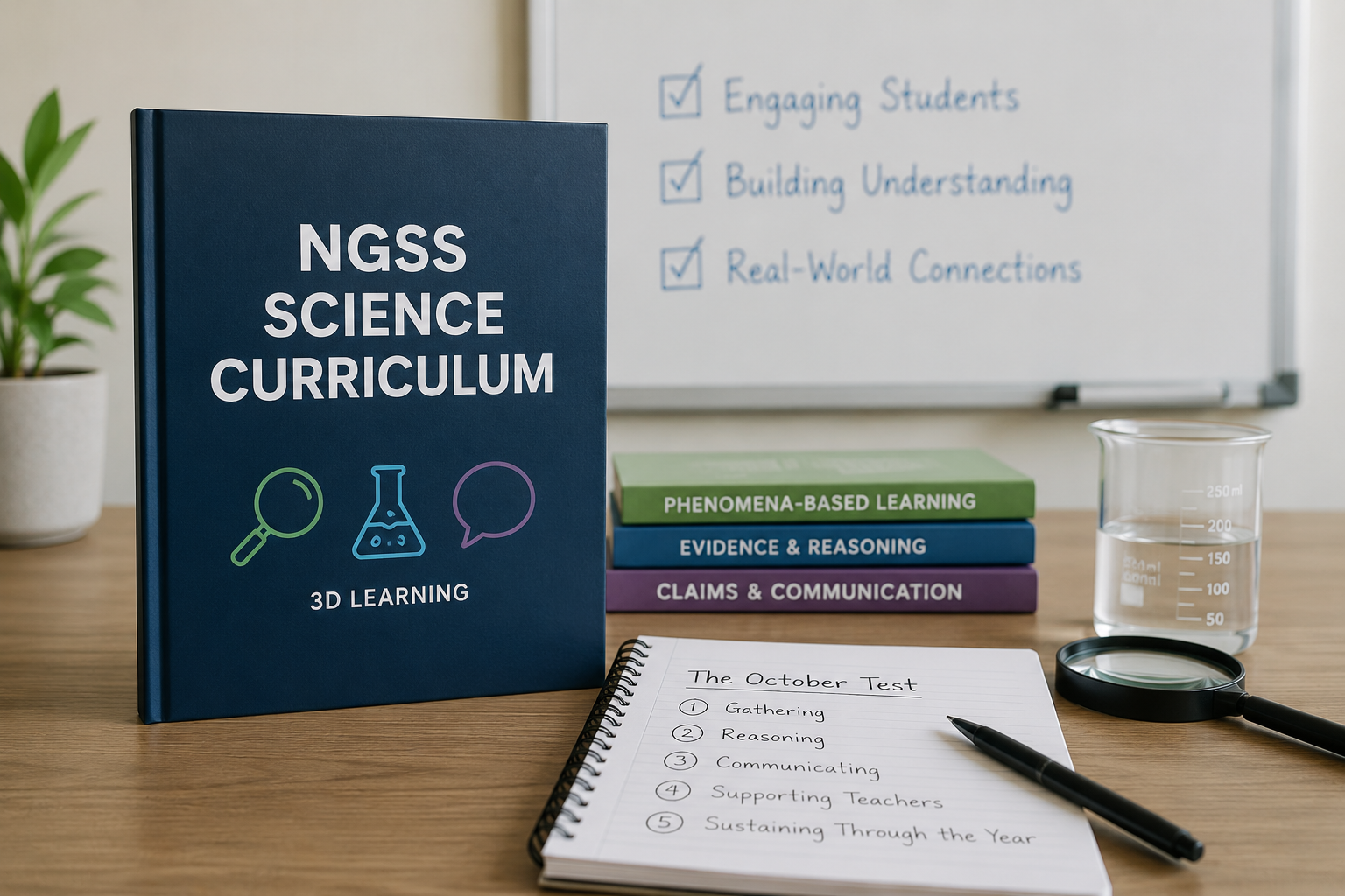 Stack of NGSS curriculum options.